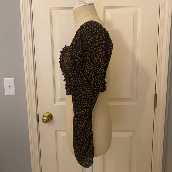 Topshop Ruched Dot Animal Print Crop Top - Picture 5 of 7